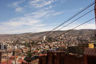Aerial view of townscape against sky
