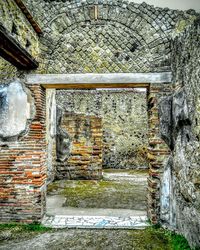 Closed door of old building