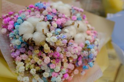 High angle view of white roses