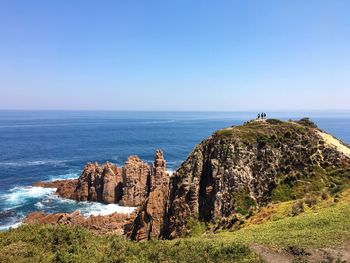 Scenic view of sea against clear sky