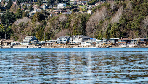 A view of waterfront homes near seahurst park in burien, washington.