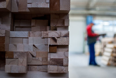 Close-up of worker working in factory