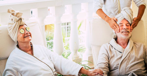 Senior couple in health spa