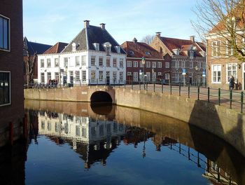 View of canal with buildings in background