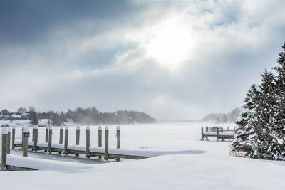 Scenic view of winter against sky