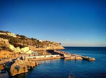 Scenic view of sea against clear sky