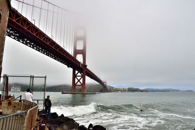 View of suspension bridge against sky