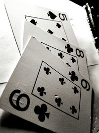 High angle view of piano keys on table