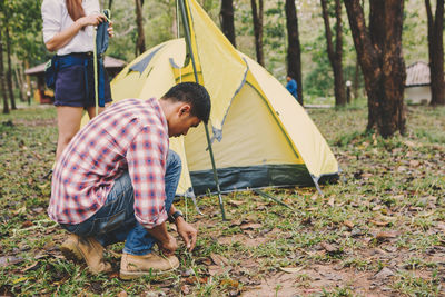 Men in tent