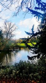 Scenic view of lake against sky