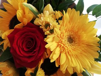 High angle view of rose bouquet