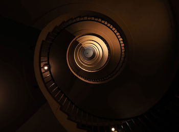 Spiral staircase in a tall multi-floor house, in the form of a golden ratio
