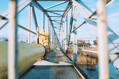 Gas pipe on a bridge.