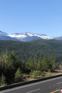 Scenic view of mountains against clear sky