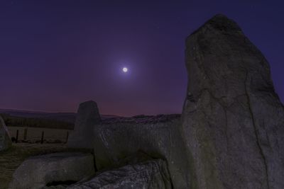 Low angle view of moon against blue sky