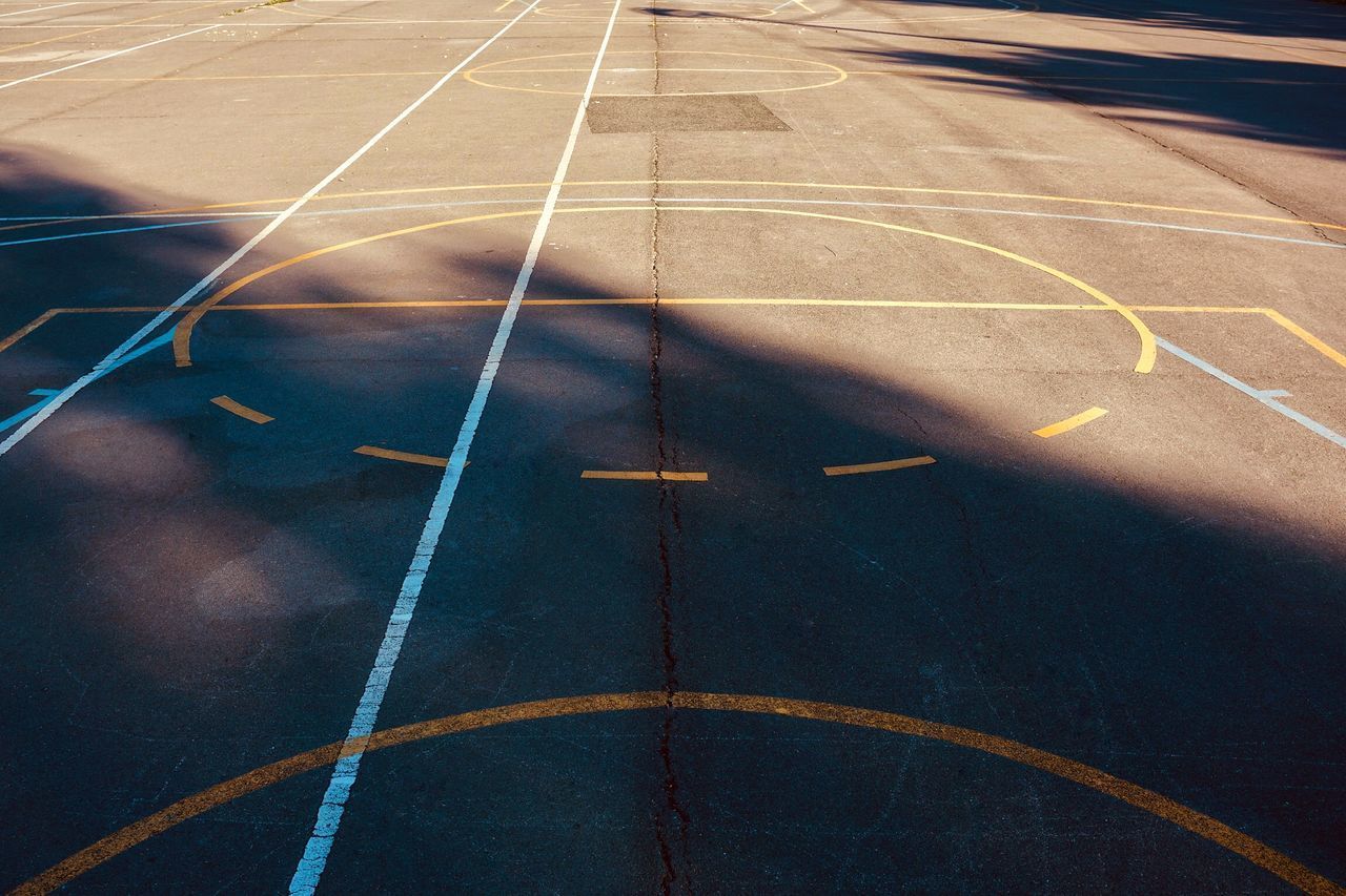 HIGH ANGLE VIEW OF ZEBRA CROSSING