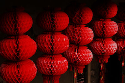 Close-up of lantern hanging at market stall