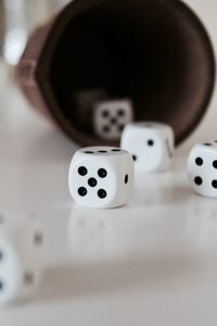 Close-up of dice on table