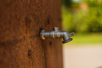 Close-up of rusty metal on wall