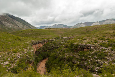 Scenic view of mountains against sky