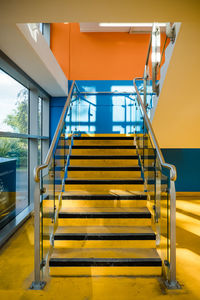 Low angle view of empty staircase in building