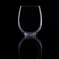 Water glass on black background