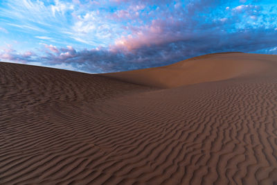 Sand dune in desert against sky