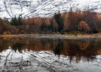 Reflection of trees in lake against sky