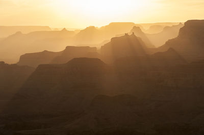 Scenic view of grand canyon during foggy weather