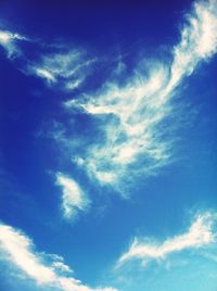 Low angle view of clouds in blue sky