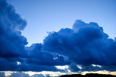 Low angle view of mountain against cloudy sky