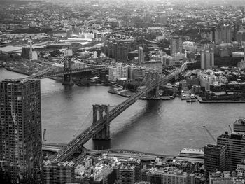 High angle view of river amidst buildings in city