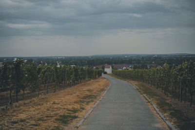 Road amidst field against sky