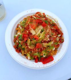 High angle view of meal served in plate