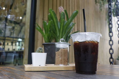 Close-up of coffee served on table