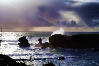 Scenic view of sea during sunset