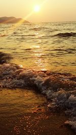 Scenic view of sea at sunset