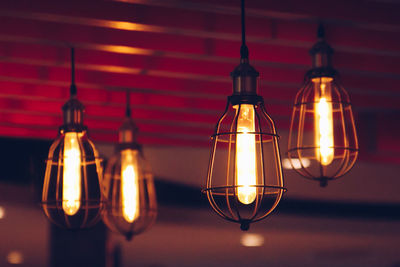 Close-up of illuminated light bulbs