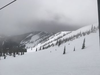 Scenic view of snow covered mountains against sky