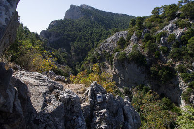 Scenic view of rocky mountains against sky