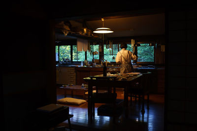 Rear view of people sitting in restaurant