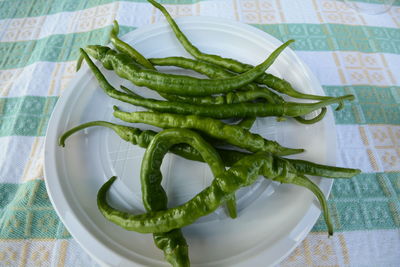 High angle view of salad in plate on table