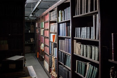 Row of books in library
