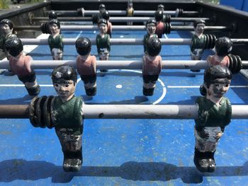 Close-up of foosball outdoors