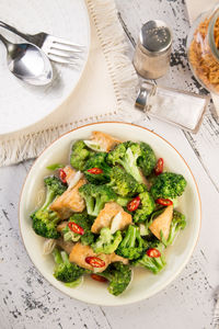 High angle view of salad in plate