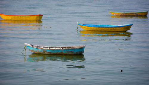 Boats in the upper lake at bhopal which is also known as 'city of lakes'.