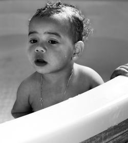Close-up of baby girls in bathtub
