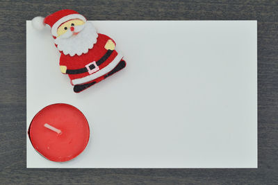 High angle view of christmas decoration on table