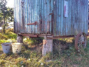 Low angle view of built structure against trees