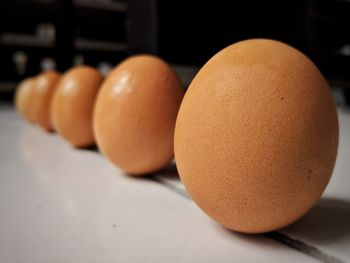 Close-up of eggs on table